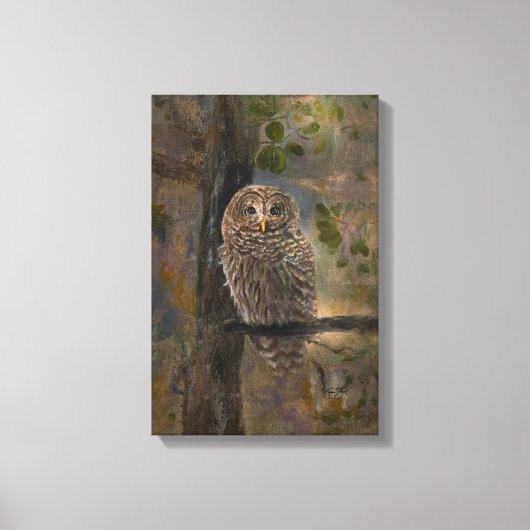 Geschilderde Gestreepte Uil 35,5 x 71 cm Canvas Afdruk (Voorkant)