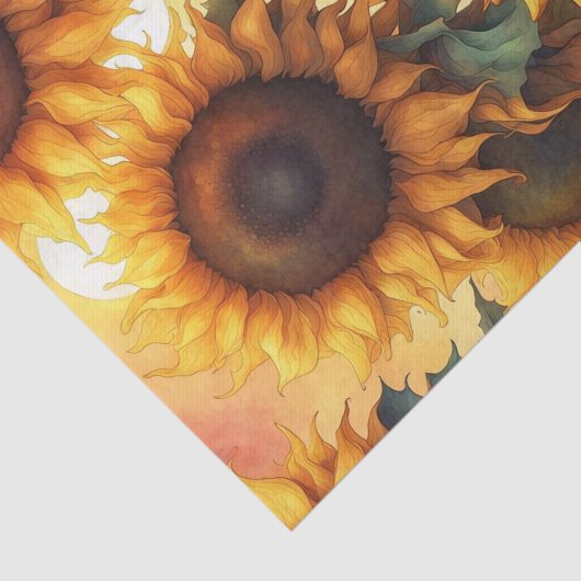 Geschilderde Gotische Warme Zonnebloemen Decoupage Tissuepapier (Detail)