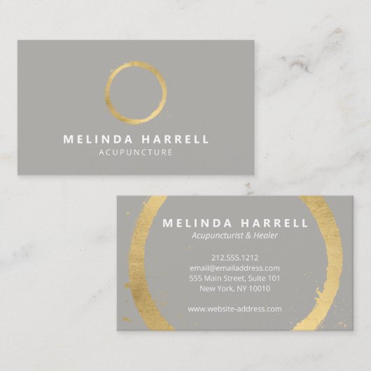 Geschilderde gouden cirkel acupunctuur, wellness g visitekaartje (Voorkant / Achterkant)