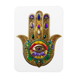 Geschilderde Gouden Hamsa Amethist Robijn Derde Oo Magneet