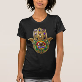 Geschilderde Gouden Hamsa Amethist Robijn Derde Oo T-shirt