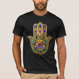 Geschilderde Gouden Hamsa Amethist Robijn Derde Oo T-shirt