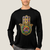 Geschilderde Gouden Hamsa Amethist Robijn Derde Oo Tri-Blend Shirt (Voorkant volledig)