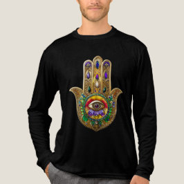 Geschilderde Gouden Hamsa Amethist Robijn Derde Oo Tri-Blend Shirt