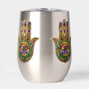 Geschilderde Gouden Hamsa Amethyst Robijn Derde Oo