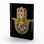 Geschilderde Gouden Hamsa Amethyst Robijn Derde Oo Fotoblokken (Rechts)