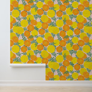 Geschilderde goudsbloemen behang