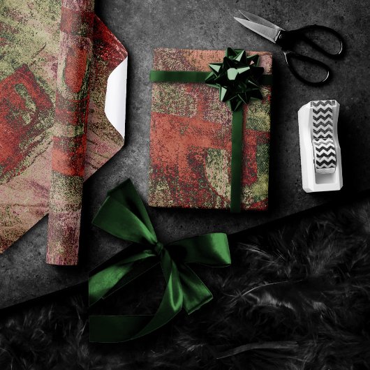 Geschilderde Graffiti Grunge Herfst Rood Groen Roe Cadeaupapier