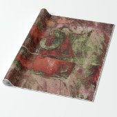 Geschilderde Graffiti Grunge Herfst Rood Groen Roe Cadeaupapier (Uitgerold)