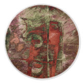 Geschilderde Graffiti Grunge Herfst Rood Groen Roe Keramische Knop (Voorkant)