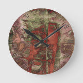 Geschilderde Graffiti Grunge Herfst Rood Groen Roe Ronde Klok (Voorkant)