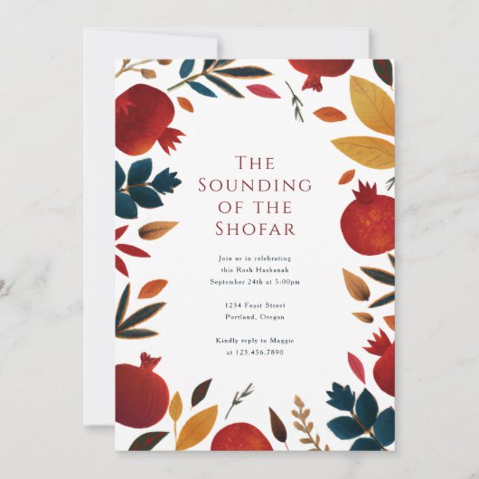 Geschilderde granaatappels Rosh Hashanah Kaart (Voorkant)