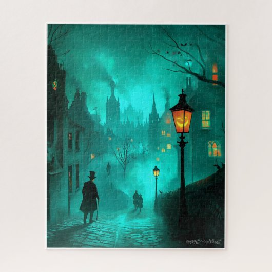 GESCHILDERDE GRIEZELIGE HALLOWEEN SCÈNE C1900 LEGPUZZEL (Verticaal)