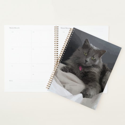 Geschilderde Grijze Kat voor de Kattenliefhebber Planner (Display)