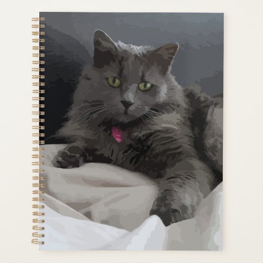 Geschilderde Grijze Kat voor de Kattenliefhebber Planner (Voorkant)