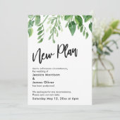 Geschilderde groen uitgestelde bruiloft nieuwe pla kaart (Staand voorkant)