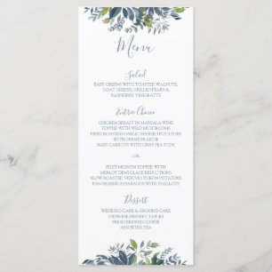 Geschilderde Groene Huwelijksmenu's Stofblauw Menu
