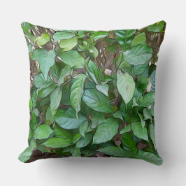 Geschilderde Groene Tuinbladeren Kussen