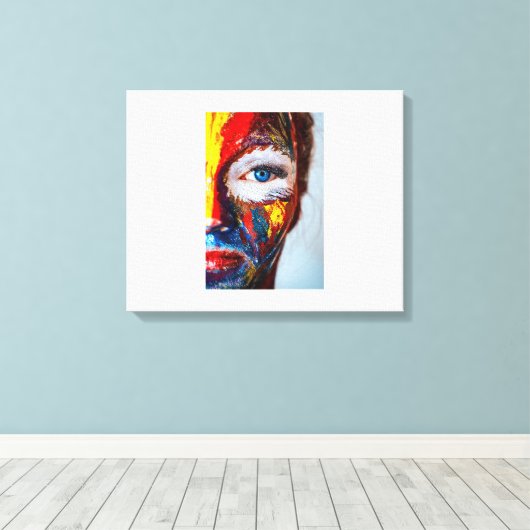 Geschilderde "Half Face" muurkunst Canvas Afdruk (Insitu (Houten vloer))