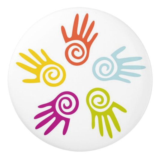 Geschilderde Handen Keramische Kabinetknop Keramische Knop (Voorkant)