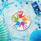 Geschilderde Handen Papier Borden Papieren Bordje (Feest)