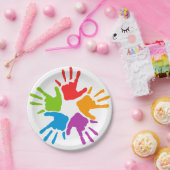 Geschilderde Handen Papier Borden Papieren Bordje (Feest)