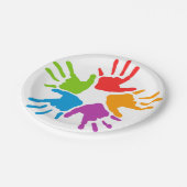 Geschilderde Handen Papier Borden Papieren Bordje (Gekanteld)