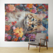 Geschilderde Harmonie: Kattenbloesem Bloemen Tapes Wandkleed (In Situ (horizontaal))