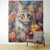 Geschilderde Harmonie: Kattenbloesem Bloemen Tapes Wandkleed (In situ)