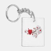 Geschilderde hart op wit sleutelhanger (Voorkant Links)