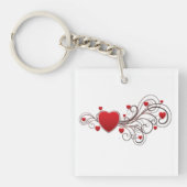 Geschilderde hart op wit sleutelhanger (Voorkant)
