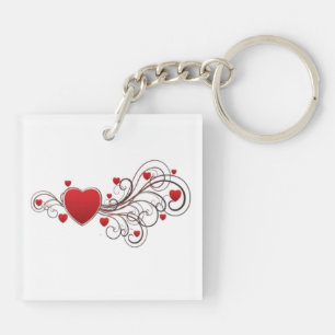 Geschilderde hart op wit sleutelhanger