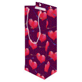 Geschilderde harten en pijlen | VALENTIJNSDAG Wijn Cadeautas (Achterkant Gekanteld)