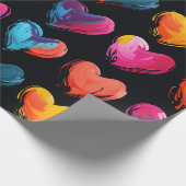 Geschilderde harten op een zwarte achtergrond cadeaupapier (Hoek)