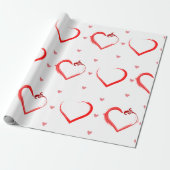  geschilderde harten op witte Valentijnsdag Cadeaupapier (Uitgerold)