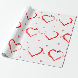  geschilderde harten op witte Valentijnsdag Cadeaupapier