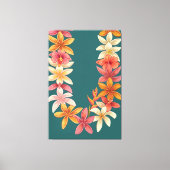 Geschilderde Hawaiaanse Lei op Teal Kunst Canvas Afdruk (Voorkant)