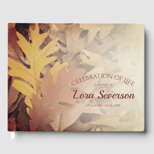 Geschilderde herfstbladeren Viering van het levens Gastenboek (Voorkant)