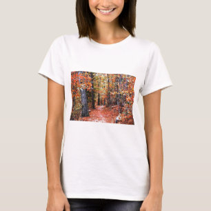 Geschilderde Herfstbos Wandelpad Watercolor Cadeau T-shirt