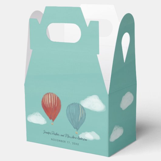 Geschilderde Hete Luchtballons Aangepaste Bruiloft Bedankdoosjes (Geopend)