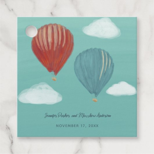 Geschilderde Hete Luchtballons Aangepaste Bruiloft Bedankjes Labels (Voorkant)