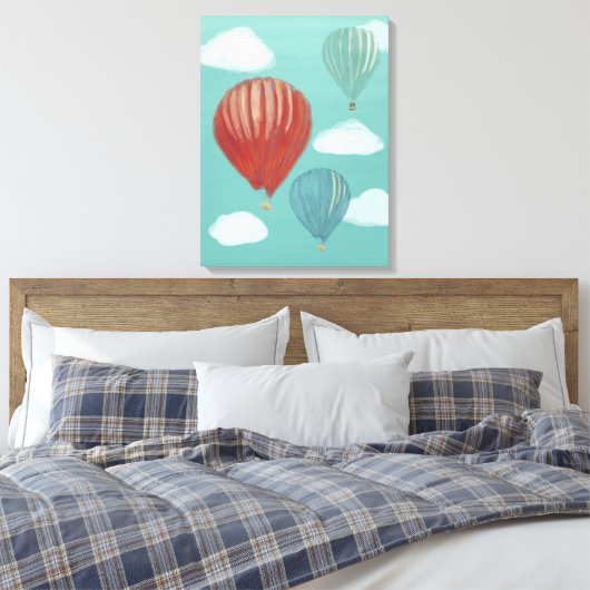 Geschilderde heteluchtballonnen en witte wolken canvas afdruk (Insitu (Slaapkamer))