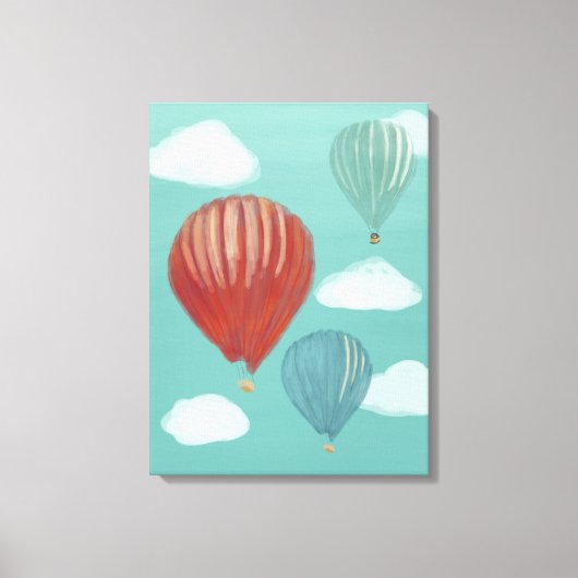 Geschilderde heteluchtballonnen en witte wolken canvas afdruk (Voorkant)