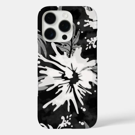 Geschilderde Hibiscus Hawaiian Floral Black and Wh Case-Mate iPhone Case (Achterkant)