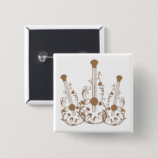 Geschilderde houten gitaren vierkante button 5,1 cm (Voorkant /achterkant)