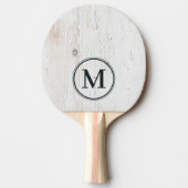 Geschilderde Houten Monogram Wit Tafeltennisbatje (Voorkant)
