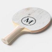 Geschilderde Houten Monogram Wit Tafeltennisbatje (Voorkant Gekanteld)