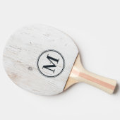 Geschilderde Houten Monogram Wit Tafeltennisbatje (Zijkant)