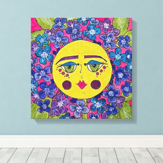 Geschilderde Hydrangea Bloemenmeisje Canvas Art (Insitu (Houten vloer))