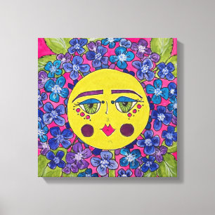 Geschilderde Hydrangea Bloemenmeisje Canvas Art Afdruk